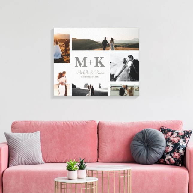 6 Foto Wedding Collage Newlyweds Keepake Leinwanddruck (Insitu (Wohnzimmer))