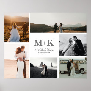 6 Foto Wedding Collage Newlyweds Keepake Poster