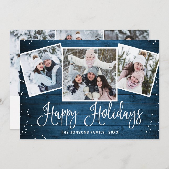 6 FOTO Weihnachten Rustikal Blauer Wald Gruß (Vorne/Hinten)