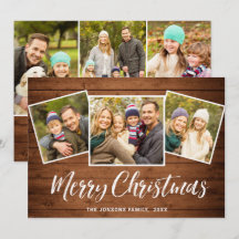 6 FOTO Weihnachten Rustikales Braun Holz Gruß
