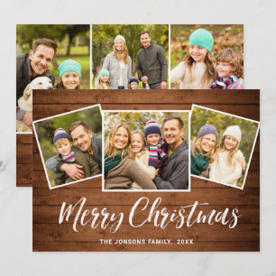6 FOTO Weihnachten Rustikales Braun Holz Gruß