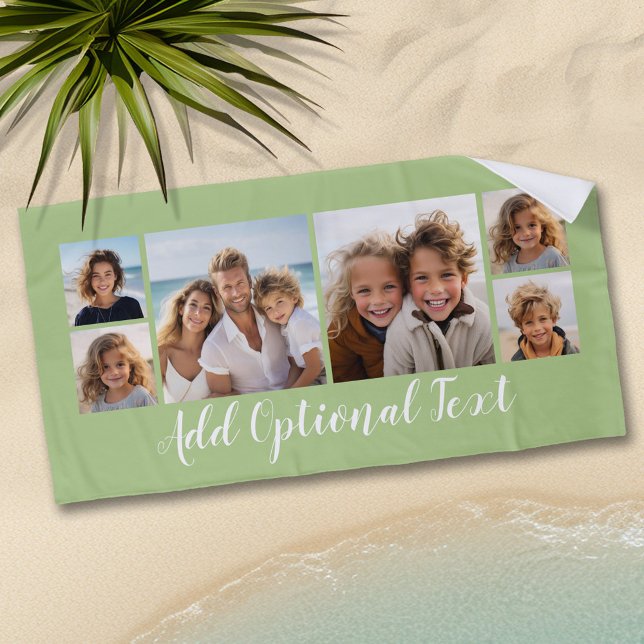 6 FotoCollage benutzerdefinierter Skripttext leuch Strandtuch (Personalized Beach Towel - Add Photos and Text)