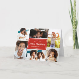 6 FotoCollage | Karierte Weihnachtsfeier Feiertagskarte