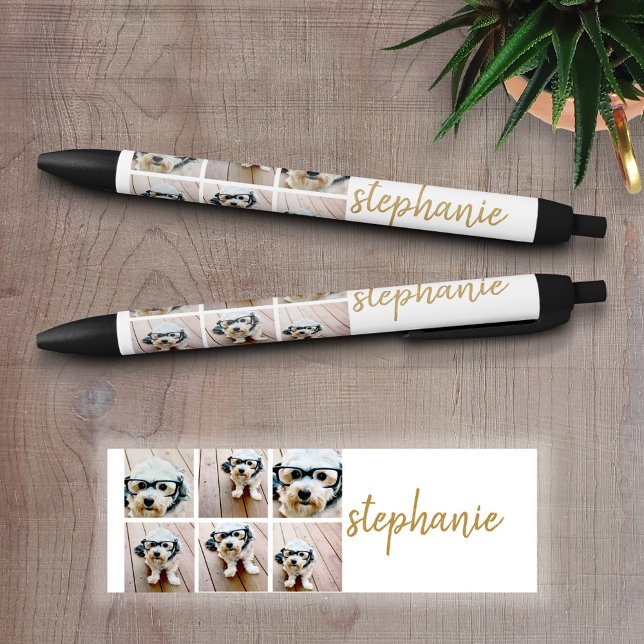6 FotoCollage Minimalistisch - Jahr hinzufügen Kugelschreiber (Custom Pen - Personalize this writing pen with photos, your name, monogram or other text)