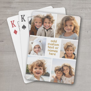 6 FotoCollage Minimalistisch - weiß und gold Spielkarten
