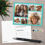 6 Fotocollage Optionaler Text — Blau bearbeiten Postkarte<br><div class="desc">Fügen Sie Ihre Lieblings-Bilder zu dieser lustigen Vorlage. Sie können quadratische Fotos oder beliebige Foto für dieses Raster verwenden.</div>