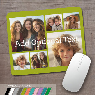 6 FotoCollage Optionaler Text — Farbe bearbeiten Mousepad