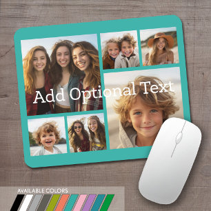 6 FotoCollage Optionaler Text — Farbe bearbeiten Mousepad