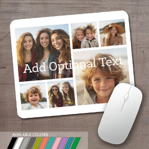6 FotoCollage Optionaler Text — Farbe bearbeiten Mousepad