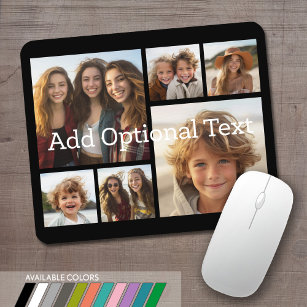 6 FotoCollage Optionaler Text — Farbe bearbeiten Mousepad