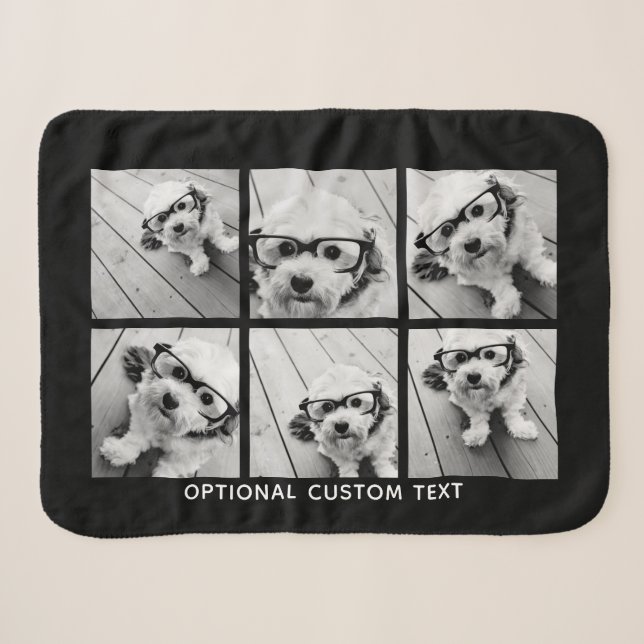 6 FotoCollage Optionaler Text — Farbe bearbeiten Sherpadecke (Vorderseite (Horizontal))