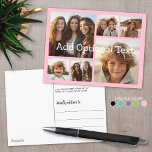 6 Fotocollage Optionaler Text — Pink bearbeiten Postkarte<br><div class="desc">Fügen Sie Ihre Lieblings-Bilder zu dieser lustigen Vorlage. Sie können quadratische Fotos oder beliebige Foto für dieses Raster verwenden.</div>