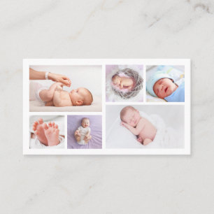 6 Fotos Logo QR Code Neugeborener Baby Fotograf Visitenkarte