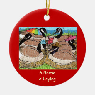 6 Gänse ein-Legen Keramikornament