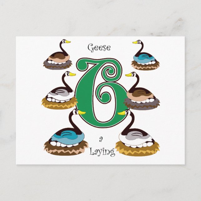 6 Gänse zum Lenden Postkarte (Vorderseite)