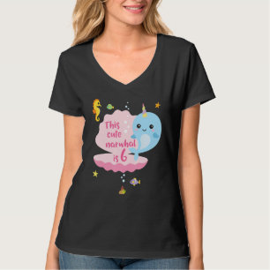 6. Geburtstag 6 Jahre alter Girl Boy Gift Narwhal T-Shirt