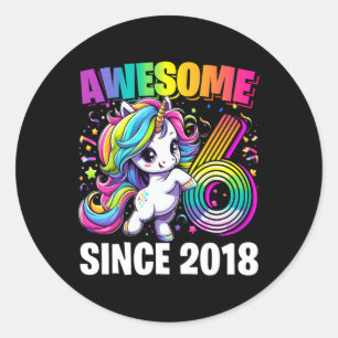 6. Geburtstag 6 Jahre Altes Einhorn Party Girls Ou Runder Aufkleber