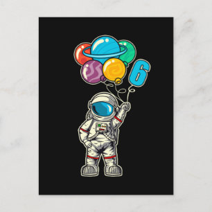 6. Geburtstag Astronaut Luftballon Planeten Postkarte