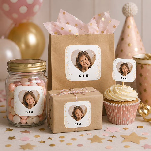 6. Geburtstag Aufkleber Mädchen mit Foto (Von Creator hochgeladen)