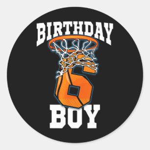 6. Geburtstag Basketball Boy 6 Jahr alter Basketba Runder Aufkleber