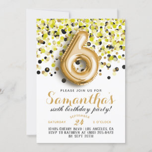 6. Geburtstag Confetti Einladung