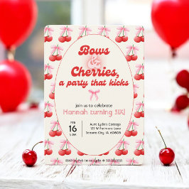 6. Geburtstag Coquette Cherries Bubble Letters Einladung
