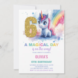 6. Geburtstag Einhorn Geburtstag Einladungen
