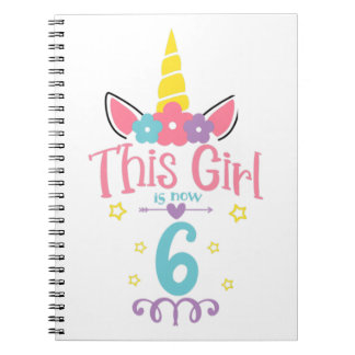 6. Geburtstag Einhorn Mädchen 6 Jahre alt 6. Gebur Notizblock