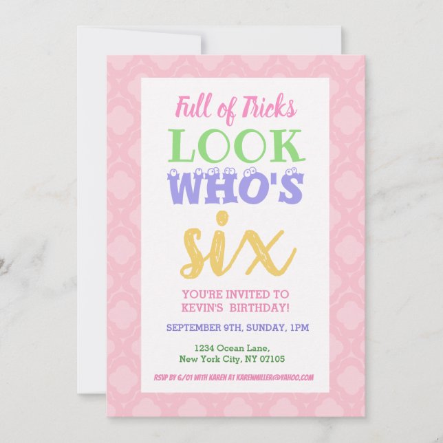 6. Geburtstag Einladung Slogans (Vorderseite)