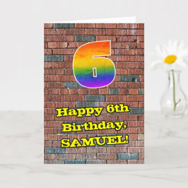 6. Geburtstag: Fun Graffiti Inspiriert Regenbogen  Karte