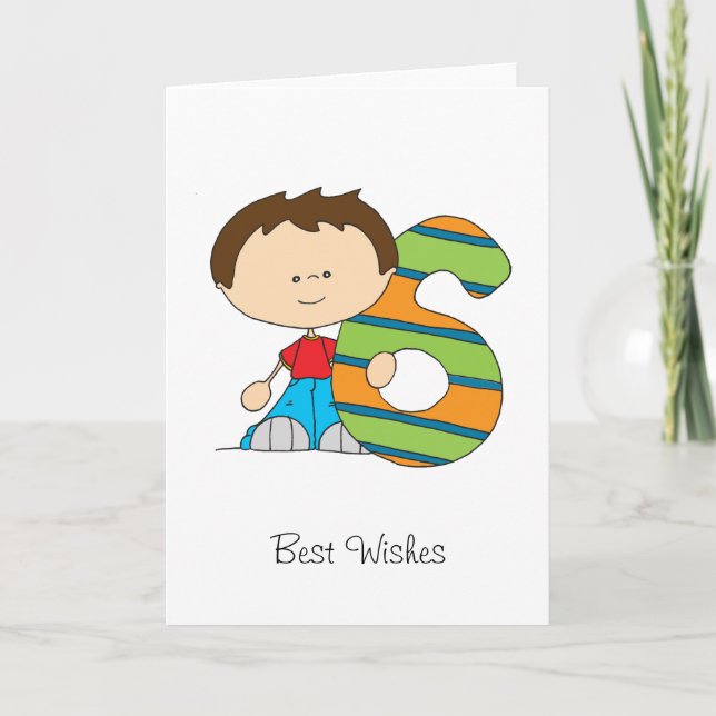 6. Geburtstag - Grußkarte - Junge Karte (Vorderseite)