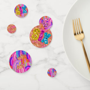 6. Geburtstag Hot Pink Regenbogen Pailletten Mädch Konfetti