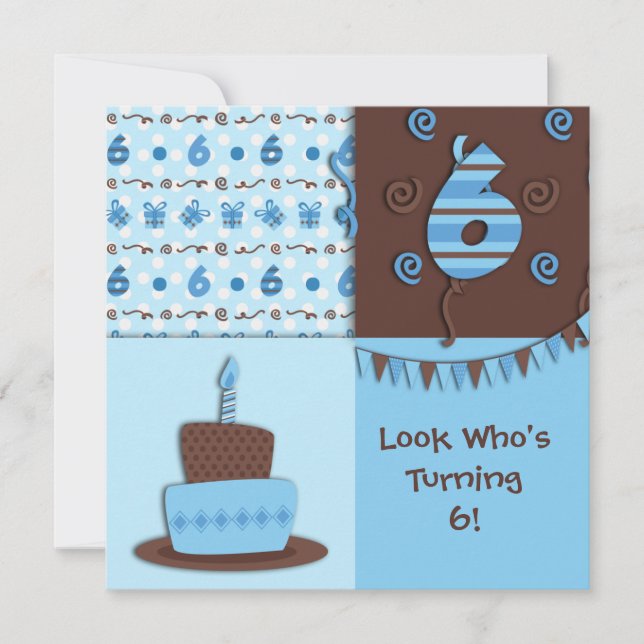 6. Geburtstag: Junge: Einladung (Vorderseite)