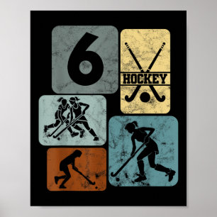 6. Geburtstag Mädchen Feldhockey 6 Jahre Hockey Poster