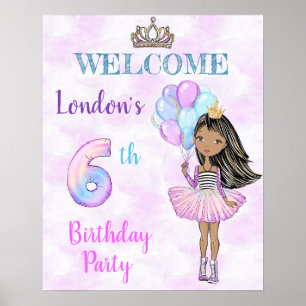 6. Geburtstag Mädchen Prinzessin Afroamerikanerin Poster