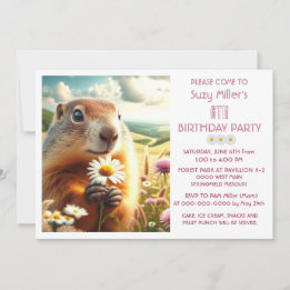 6. Geburtstag Mädchen Tier und Daisy Einladung