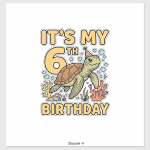 6. Geburtstag Meeresschildkröte Vintage Gravur Des Aufkleber