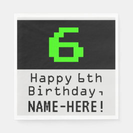 6. Geburtstag - Nerdy / Geeky Style "6 & Name" Serviette