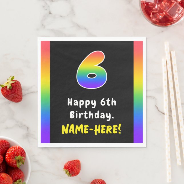 6. Geburtstag: Rainbow Spectrum # 6, Individuelle  Serviette (Beispiel)