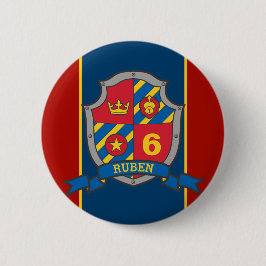 6. Geburtstag Rotblauer Ritter Schilderalter Butto Button