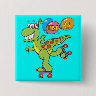 6. Geburtstags-Dinosaurier Button