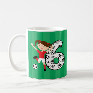 6. Geburtstags-rotes und weißes Fußball-Mädchen Kaffeetasse