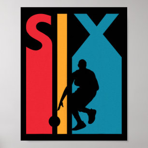 6. Geburtstagsgeschenk Sechs Vintager Basketball 6 Poster