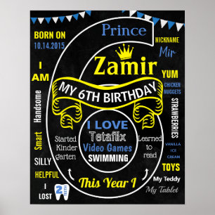 6. Geburtstagskalkboard - Meilenstein Poster