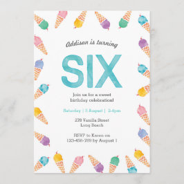 6. Geburtstagsparty | Einladung von Regenbogeneis