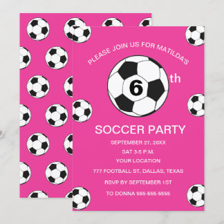 6. Geburtstagsparty Fußball Pink Girls Sport Einladung
