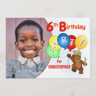6. Geburtstagsparty Royal Teddy Bear Einladung