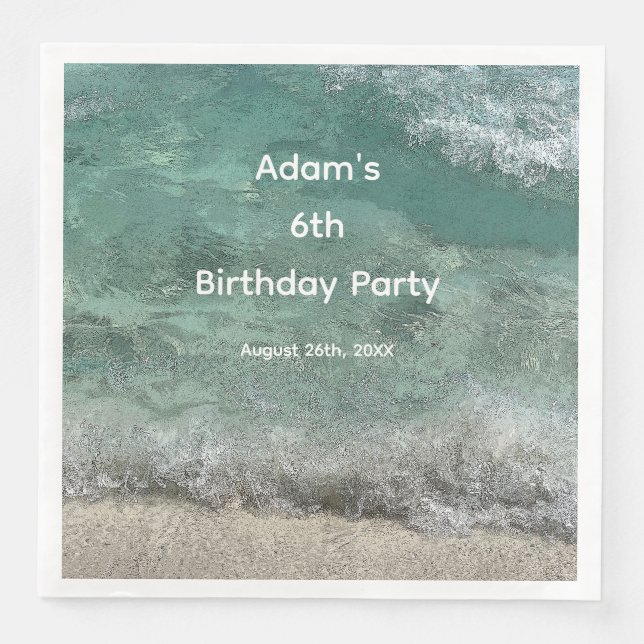 6. Geburtstagsparty Wasser Abstrakter Individuelle Serviette (Vorderseite)