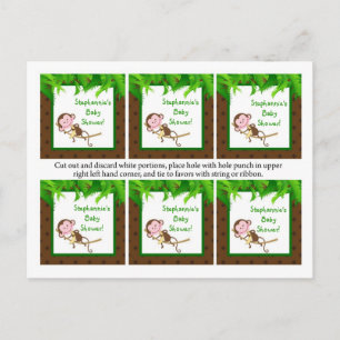6 Gefallen Tags Affe Swing Jungle Safari Zoo Tier Einladungspostkarte