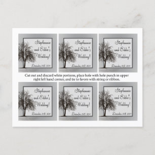 6 Gefälligkeitsmarken Grauer Winterbaum Snow Bare Postkarte